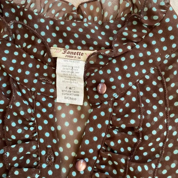 Vintage polka dot frilly blouse - Picture 3 of 3